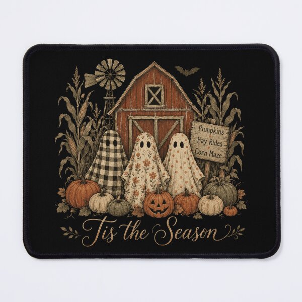 Item preview, Tis the Season Cute Farm Ghosts - Floral Pattern Halloween Barn Art designed and sold by WillCraftx.