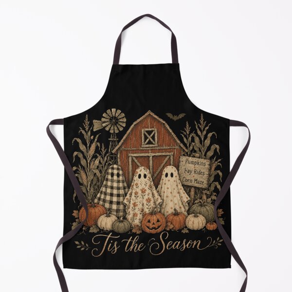 Item preview, Tis the Season Cute Farm Ghosts - Floral Pattern Halloween Barn Art designed and sold by WillCraftx.