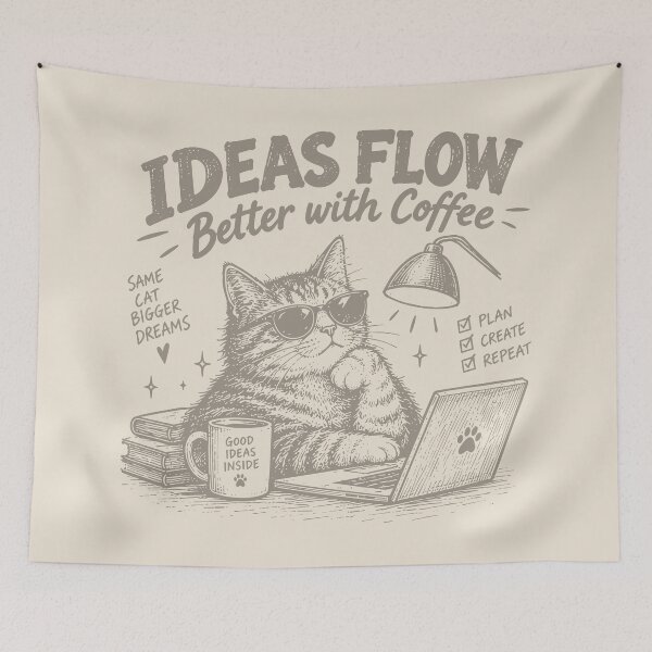 Item preview, Ideas Flow Cat Coffee Studio designed and sold by awesome-loob.
