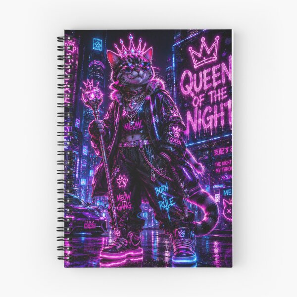 Item preview, Neon Queen Cat – Queen of the Night Cyberpunk Streetwear designed and sold by Neon Riot Studio.