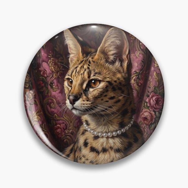 Item preview, Regal Serval Portrait with Pearl Necklace designed and sold by Real Beast Art.