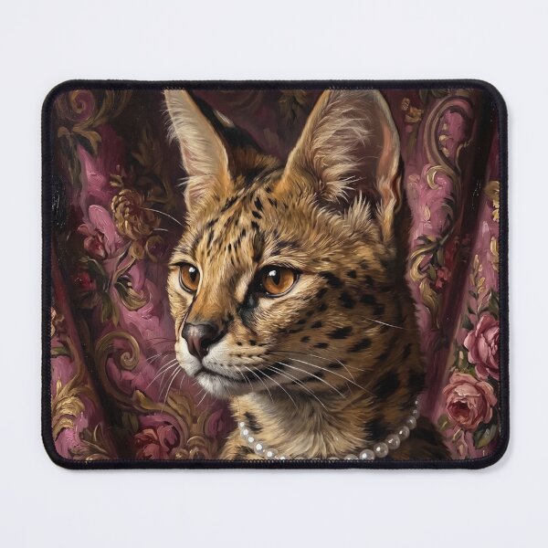 Item preview, Regal Serval Portrait with Pearl Necklace designed and sold by Real Beast Art.