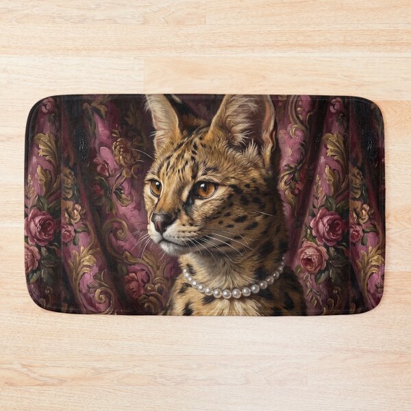 Item preview, Regal Serval Portrait with Pearl Necklace designed and sold by Real Beast Art.