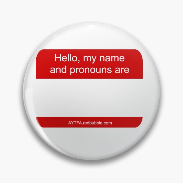 Item preview, Hello - Name & Pronouns in Red&White designed and sold by AYTFA.