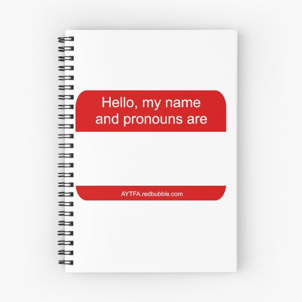 Item preview, Hello - Name & Pronouns in Red&White designed and sold by AYTFA.