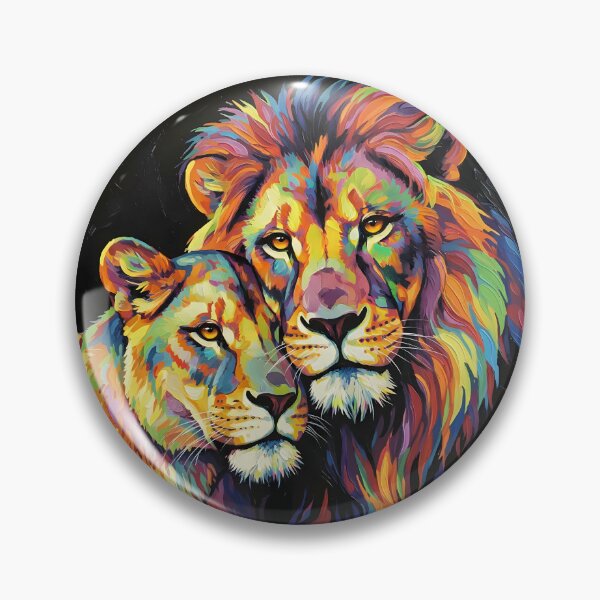 Item preview, The Lion Couple – Colorful Wildlife Art designed and sold by black-canvas-fauna.