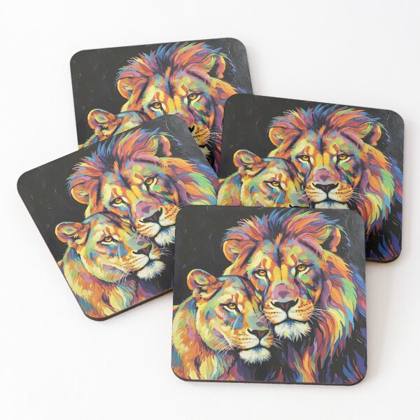 Item preview, The Lion Couple – Colorful Wildlife Art designed and sold by black-canvas-fauna.