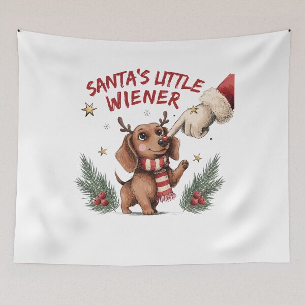 Item preview, Funny Dachshund Christmas Pun Santa's Little Wiener Dog Retro Holiday designed and sold by DYAFLK.