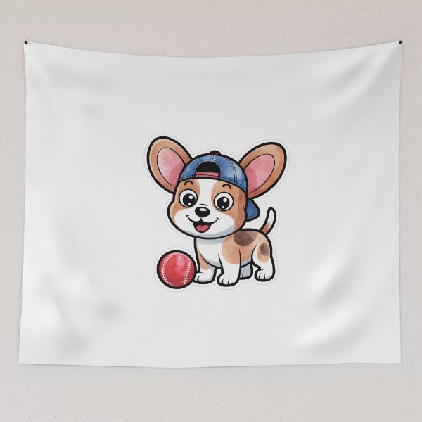 Item preview, Cute Dog in Cap Playing Fetch designed and sold by NiftyWrx.