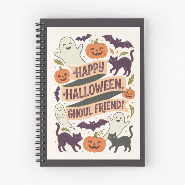 Item preview, Happy Halloween Ghoul Friend Cute Spooky Ghost, Black Cat, Pumpkin designed and sold by Pick&Grin.