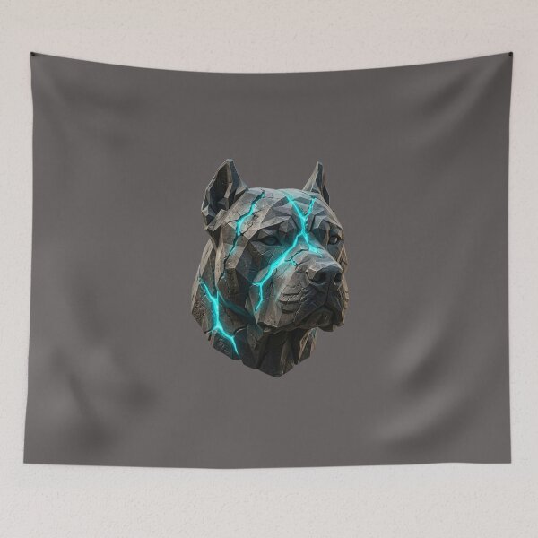 Item preview, Geometric Volcanic Presa Canario Dog Basalt Stone Cyberpunk Emblem designed and sold by EfectoCreativo.