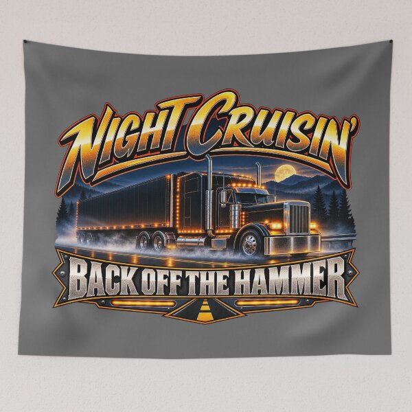 Item preview, Night Cruisin | Back Off The Hammer | Illuminated Black Semi Truck Art designed and sold by NomadForge.