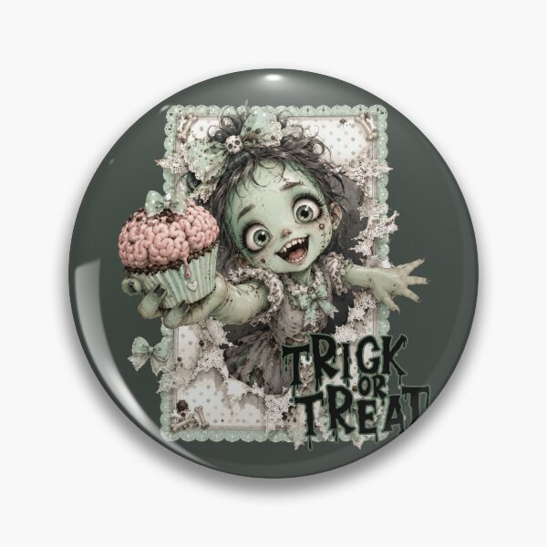 Item preview, Trick Or Treat - Cute Zombie Girl Holding a Brain Cupcake on Halloween designed and sold by Szpaku desart .