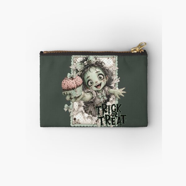 Item preview, Trick Or Treat - Cute Zombie Girl Holding a Brain Cupcake on Halloween designed and sold by Szpaku desart .