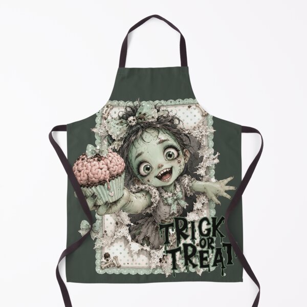 Item preview, Trick Or Treat - Cute Zombie Girl Holding a Brain Cupcake on Halloween designed and sold by Szpaku desart .