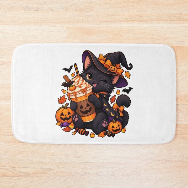 Item preview, Cute Black Cat Witch Pumpkin Spice Latte Halloween designed and sold by VELORIA706.