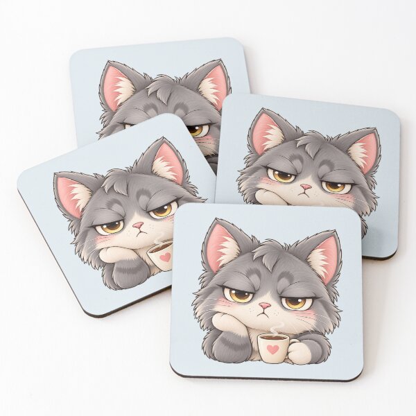 Item preview, Grumpy Cat with Coffee – Funny Tired Cat designed and sold by HO•Designs.