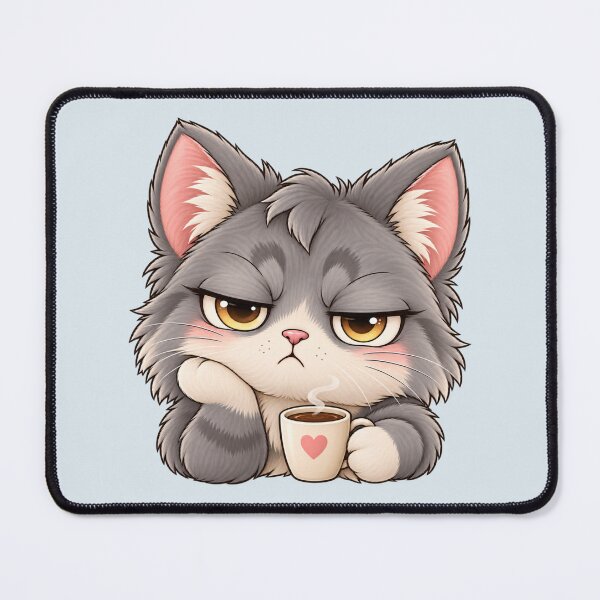 Item preview, Grumpy Cat with Coffee – Funny Tired Cat designed and sold by HO•Designs.