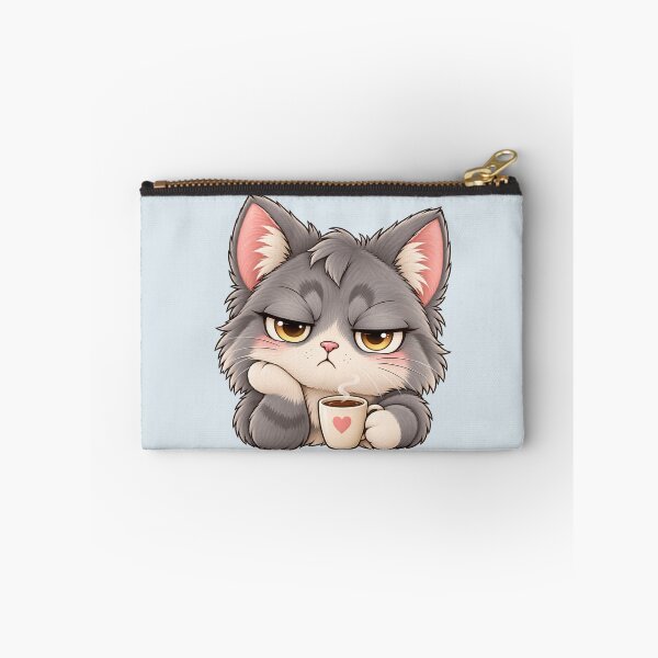 Item preview, Grumpy Cat with Coffee – Funny Tired Cat designed and sold by HO•Designs.