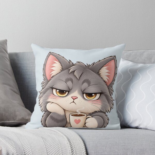 Item preview, Grumpy Cat with Coffee – Funny Tired Cat designed and sold by HO•Designs.