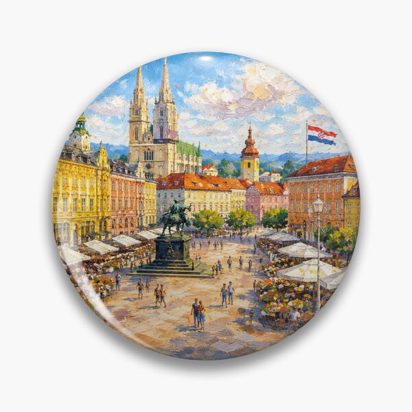Item preview, Zagreb, Croatia – a painting of a summer day in this beautiful European city. designed and sold by GalleryKauffeld.