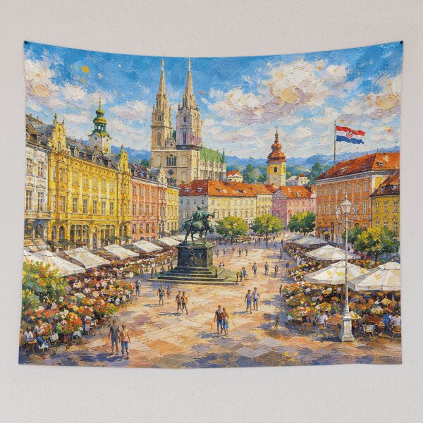 Item preview, Zagreb, Croatia – a painting of a summer day in this beautiful European city. designed and sold by GalleryKauffeld.