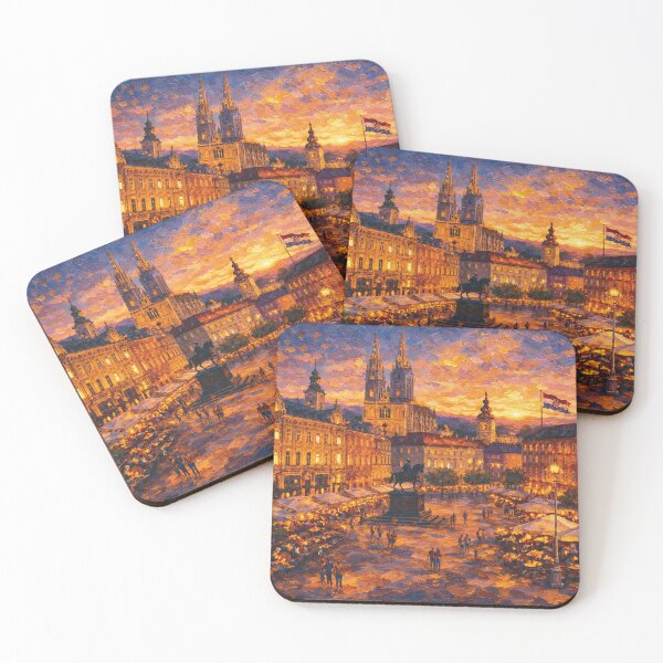 Item preview, Zagreb, Croatia – a painting of a summer night in this beautiful European city. designed and sold by GalleryKauffeld.