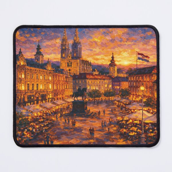 Item preview, Zagreb, Croatia – a painting of a summer night in this beautiful European city. designed and sold by GalleryKauffeld.