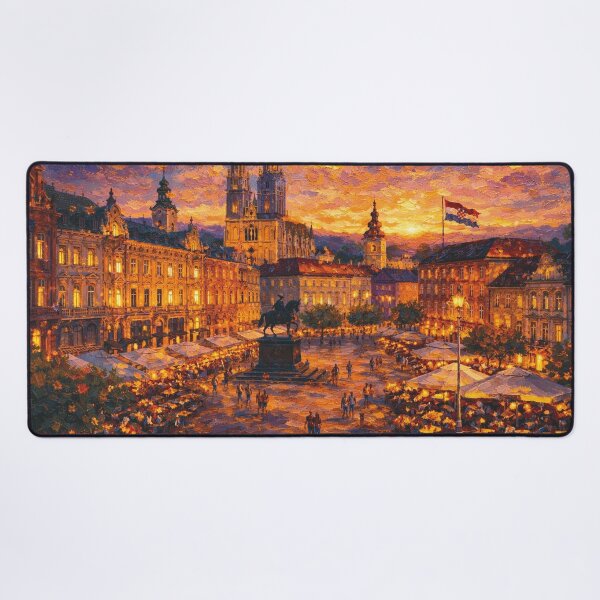 Item preview, Zagreb, Croatia – a painting of a summer night in this beautiful European city. designed and sold by GalleryKauffeld.