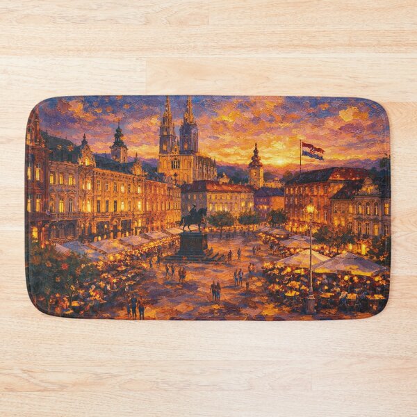 Item preview, Zagreb, Croatia – a painting of a summer night in this beautiful European city. designed and sold by GalleryKauffeld.