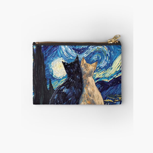 Item preview, Starry Night Black And White Cat Couple Impressionist Whimsical Night Sky Wall Decor designed and sold by FaizArtShop.