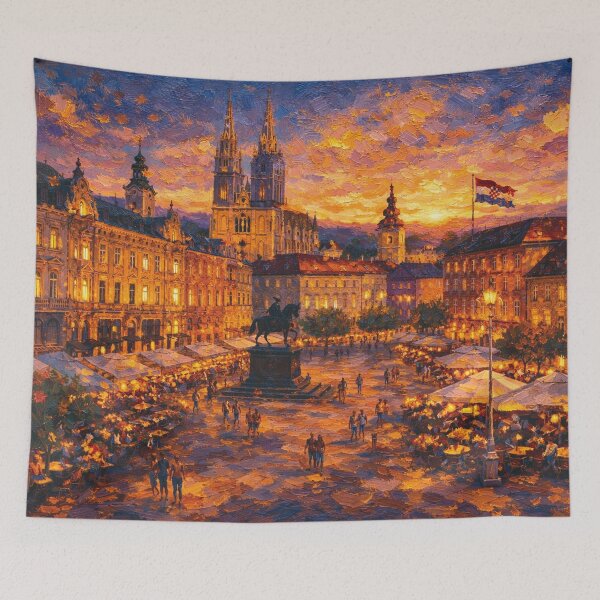 Item preview, Zagreb, Croatia – a painting of a summer night in this beautiful European city. designed and sold by GalleryKauffeld.