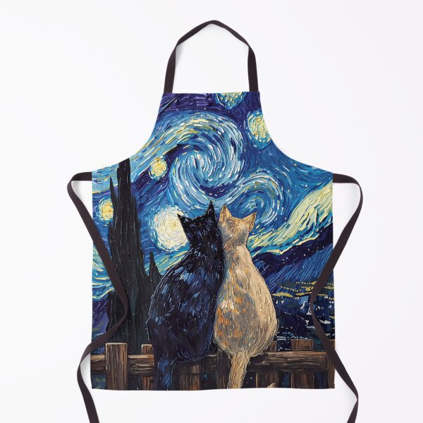 Item preview, Starry Night Black And White Cat Couple Impressionist Whimsical Night Sky Wall Decor designed and sold by FaizArtShop.