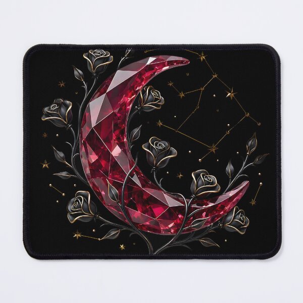 Item preview, Gothic Ruby Cristal Moon Black Roses designed and sold by CraftyValley.