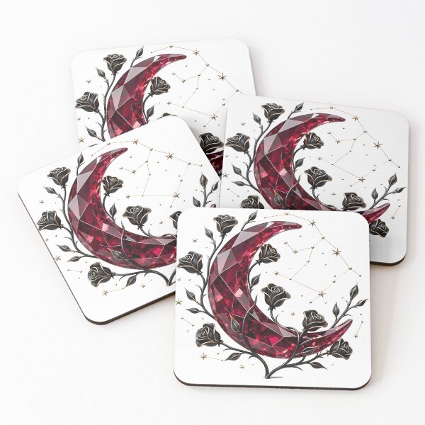 Item preview, Gothic Ruby Cristal Moon Black Roses designed and sold by CraftyValley.