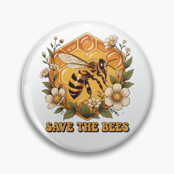 Item preview, Save The Bees Retro Wildflower Honey Nature Club designed and sold by DoceVaga.