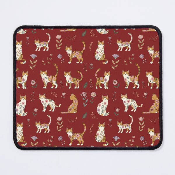 Item preview, Vintage Floral Cats Pattern – Cute Orange Tabby Cats and Botanical Flowers designed and sold by Mousy17.