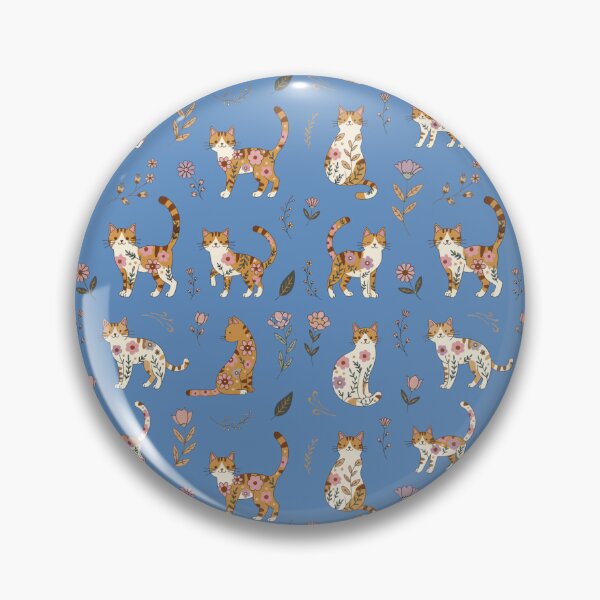 Item preview, Vintage Floral Cats Pattern – Cute Orange Tabby Cats and Botanical Flowers designed and sold by Mousy17.