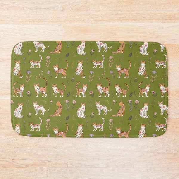 Item preview, Vintage Floral Cats Pattern – Cute Orange Tabby Cats and Botanical Flowers designed and sold by Mousy17.