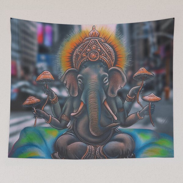 Item preview, Ganesha with Mushrooms designed and sold by MongLongStudio.