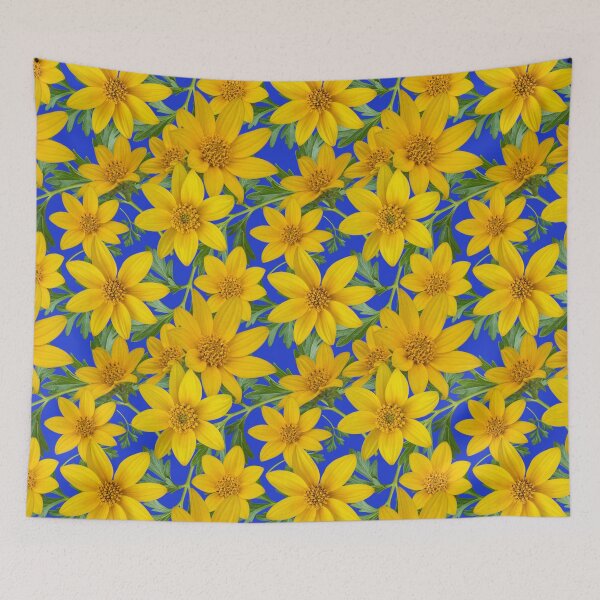 Item preview, Sunny Yellow Flowers Coreopsis on Blue 1f3ace designed and sold by Art in My Loft.