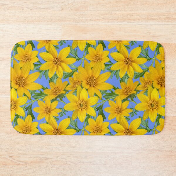 Item preview, Sunny Yellow Flowers Coreopsis on Blue 6a91ee designed and sold by Art in My Loft.