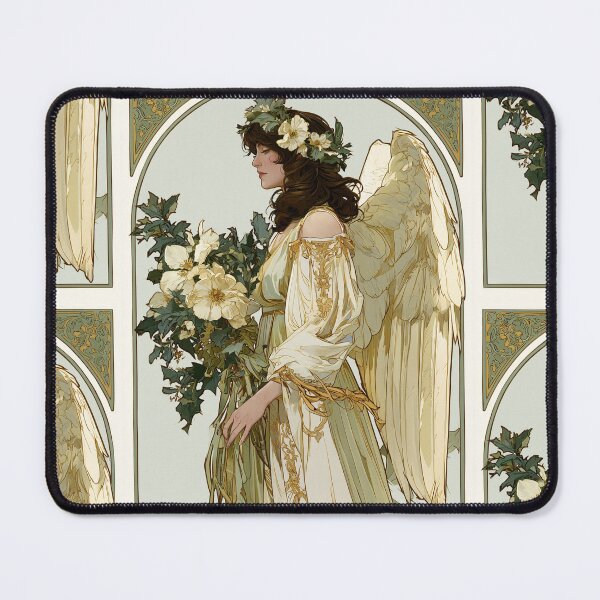 Item preview, Art nouveau Christmas angel card designed and sold by MendaciousMina.