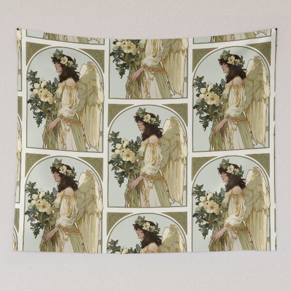 Item preview, Art nouveau Christmas angel card designed and sold by MendaciousMina.