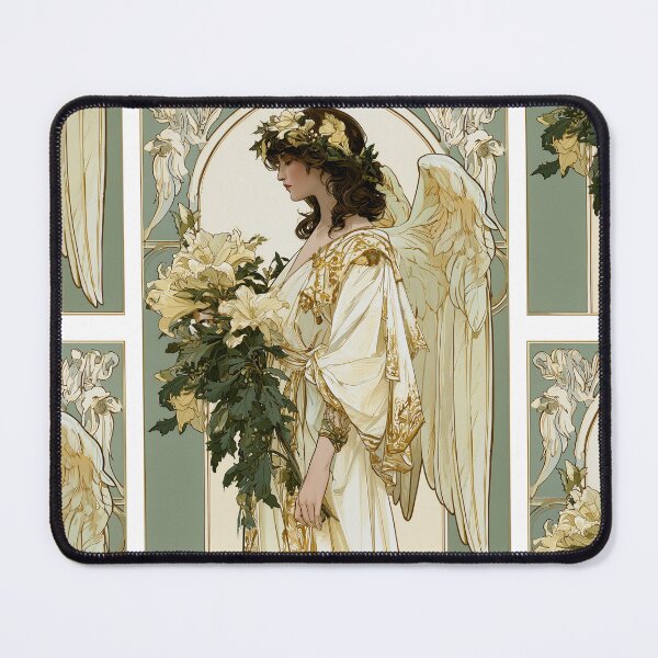 Item preview, Art nouveau Christmas angel card designed and sold by MendaciousMina.