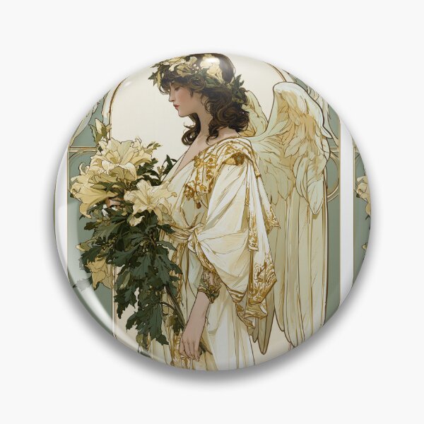 Item preview, Art nouveau Christmas angel card designed and sold by MendaciousMina.