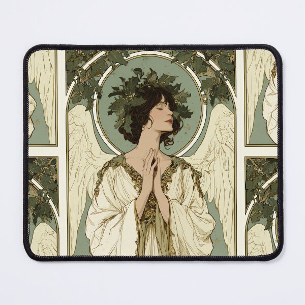 Item preview, Art nouveau Christmas angel card designed and sold by MendaciousMina.