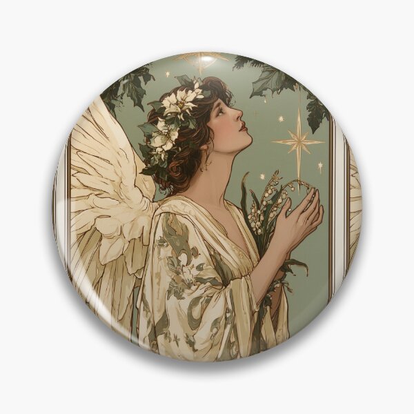 Item preview, Art nouveau Christmas angel card designed and sold by MendaciousMina.