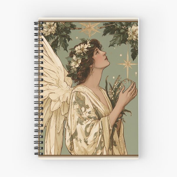 Item preview, Art nouveau Christmas angel card designed and sold by MendaciousMina.