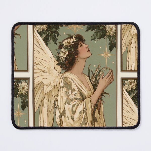 Item preview, Art nouveau Christmas angel card designed and sold by MendaciousMina.